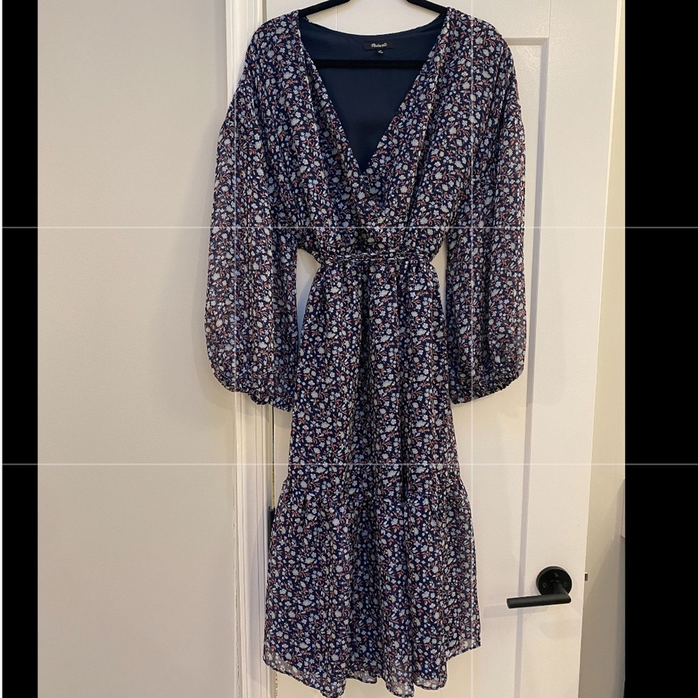 NWOT Madewell tie-waist midi dress in harvest vine